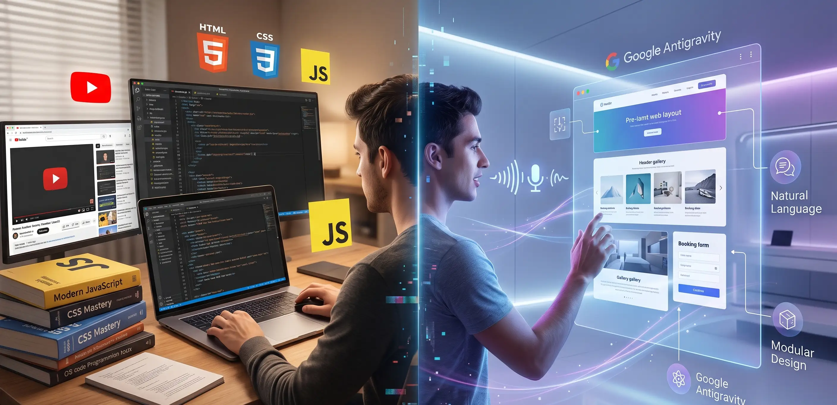 Comparativa entre cursos web tradicionales, IA y el editor Google Antigravity